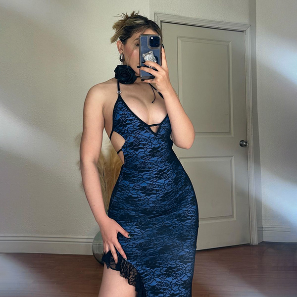 Lace Split Sling Dress